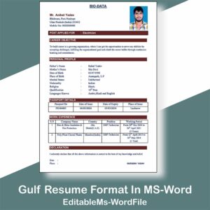 Gulf Resume format Download