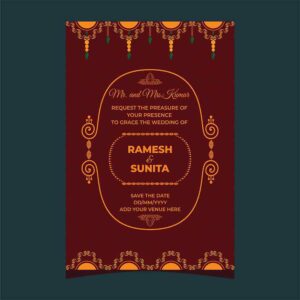 Indian Wedding Card Template Design With Event Details