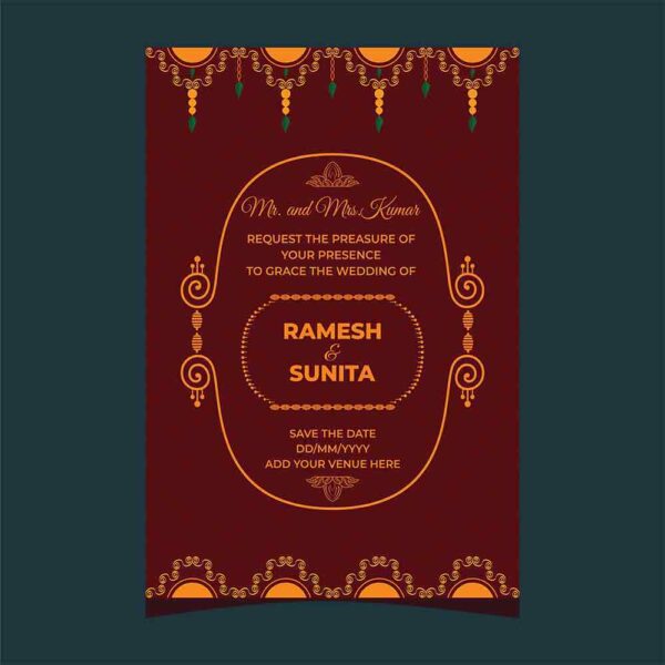 Indian Wedding Card Template Design With Event Details