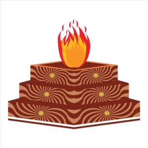 Indian wedding clip art of decorative havan design with flames