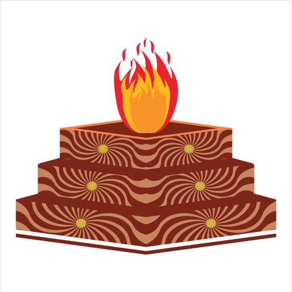 Indian wedding clip art of decorative havan design with flames