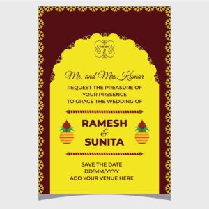 traditional wedding card with ganesha design celebrate in hindu tradition Pro Vector