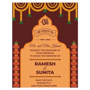 Beautiful Indian wedding invitation card template design